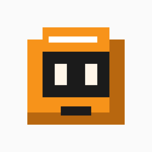 BITCLAK orange pixel robot logo on a paper-white square